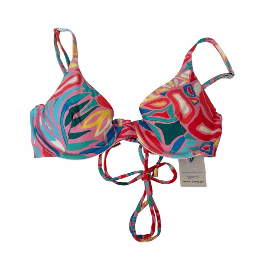 Kenny Flowers Tropical Multicolor Underwire Bikini Top - Pink, Teal, Red, Yellow